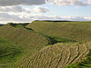 The rampart and ditch at Maiden Castle