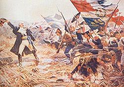 Colored painting showing French army at Varoux