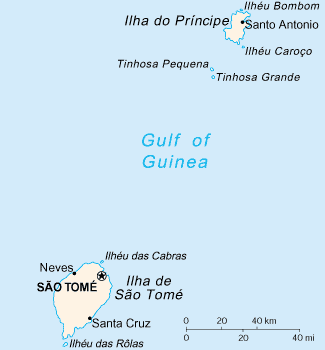 Map of São Tomé and Príncipe.