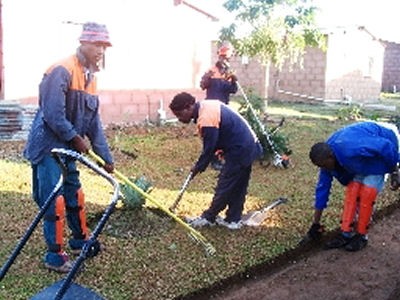 Youth from Nelspruit, South Africa tends garden FSP