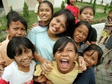 Children from Medan, smiling