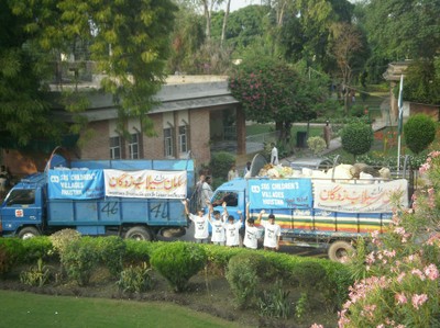 SOS Pakistan Flood Appeal food trucks ready to go 